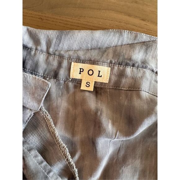 NEW POL Gray Tie Dye Boho Button Front Top - Picture 6 of 6